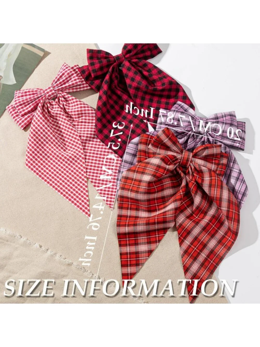 4 PCS Nonslip Hair Bows Clips for Women & Girls - Bow-knot Accessories for Thick